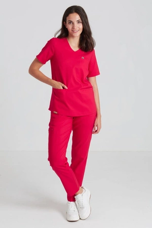 Spodnie medyczne proste damskie - Merit - Bold red - KangooNature