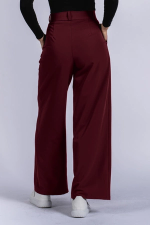 Spodnie medyczne damskie z szeroką nogawką - Lucy - Cranberry - KangooSoft Premium