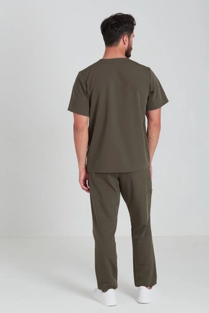 Spodnie medyczne proste męskie - Sokrates - Dark olive
