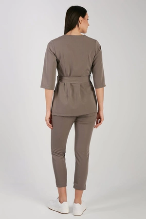 Spodnie medyczne przylegające damskie - Cocoa brown