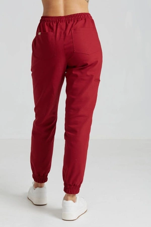 Spodnie medyczne joggery damskie - Merit - Classic burgundy - KangooNature