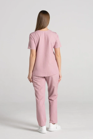 Spodnie medyczne proste damskie - Merit - Pink melange - KangooSoft Premium