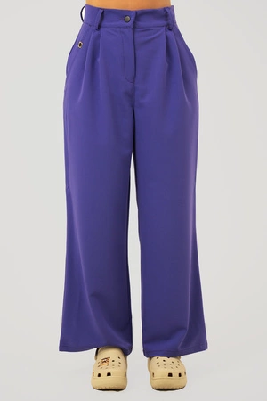 Spodnie medyczne damskie z szeroką nogawką - Lucy - Atomic berry - KangooSoft