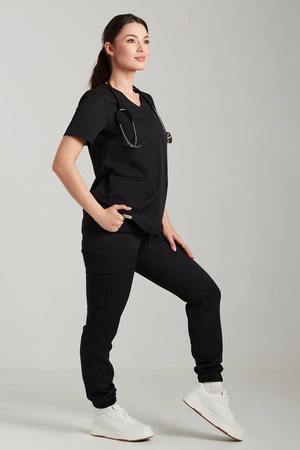 Spodnie medyczne joggery damskie - Merit - Onyx black