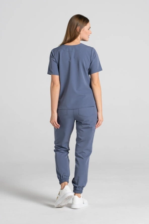 Krótka bluza medyczna damska Florence - Pacific blue - KangooSoft Premium