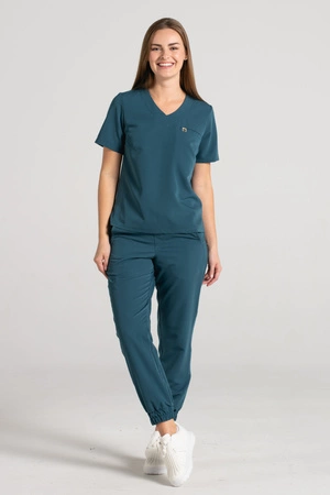 Spodnie medyczne joggery damskie - Merit - Ocean blue