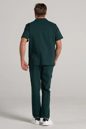 Bluza medyczna męska typu polo - Hipokrates - Bush green - KangooNature