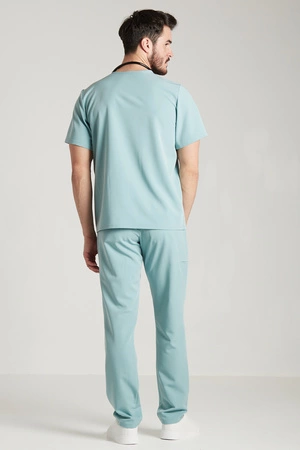 Spodnie medyczne proste męskie - Sokrates - Sky blue