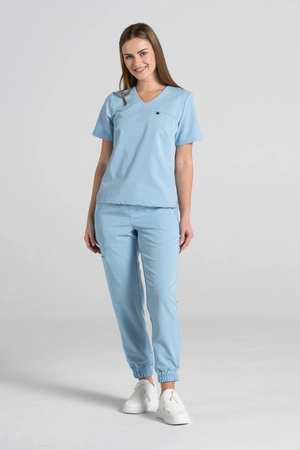Krótka bluza medyczna damska Florence - Baby blue - KangooSoft Premium