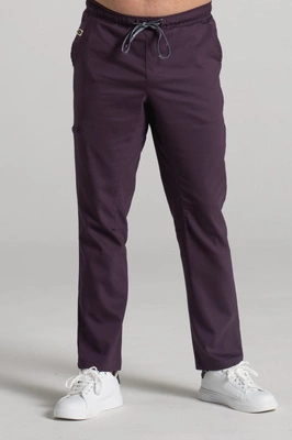 Spodnie medyczne proste męskie - Sokrates - Dark plum - KangooNature