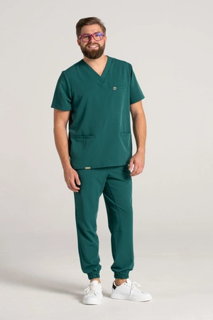 Spodnie medyczne joggery męskie - Sokrates - Bottle green - KangooSoft Premium
