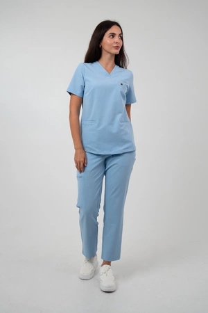 Bluza medyczna damska Virginia - Baby blue - KangooSoft Premium