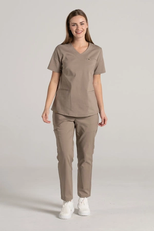 Spodnie medyczne proste damskie - Merit - Taupe - KangooNature