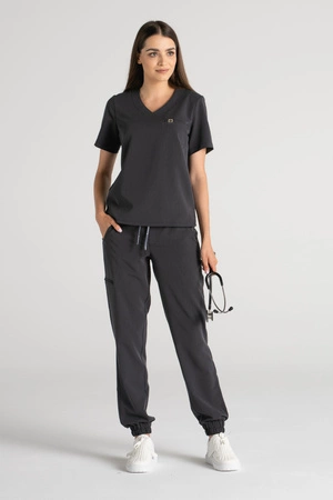 Spodnie medyczne joggery damskie - Merit - Grey melange - KangooSoft Premium