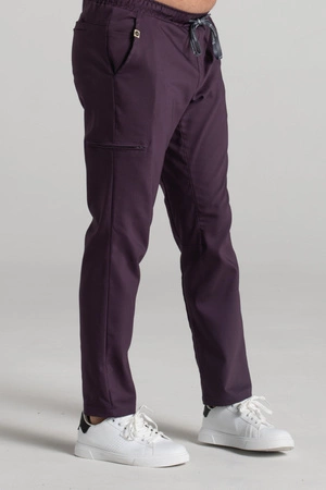 Spodnie medyczne proste męskie - Sokrates - Dark plum - KangooNature