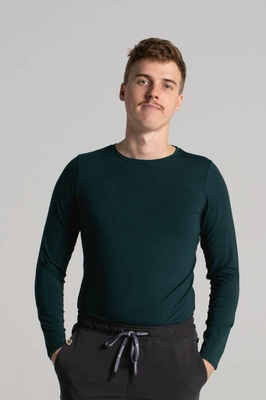 Longsleeve medyczny męski - Deep green - Bamboo collection