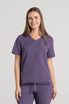 Krótka bluza medyczna damska Florence - Midnight purple - KangooSoft Premium
