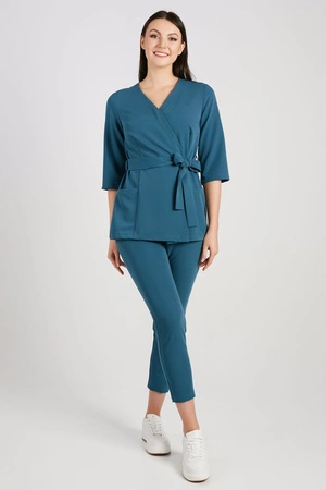 Tunika medyczna damska - rękaw 3/4 - Ocean blue