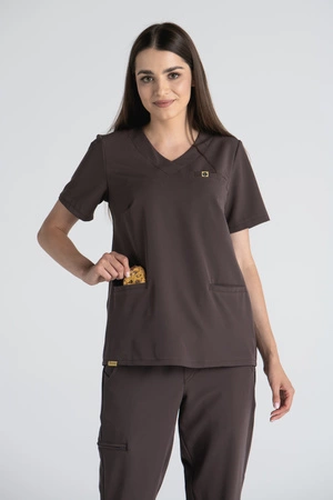 Bluza medyczna damska Merit - Chocolate chip - KangooSoft Premium