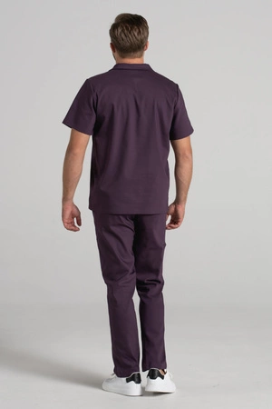 Bluza medyczna męska typu polo - Hipokrates - Dark plum - KangooNature