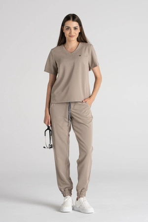 Krótka bluza medyczna damska Florence - Perfect beige - KangooSoft Premium