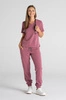 Krótka bluza medyczna damska Florence - Dusty pink - KangooSoft Premium