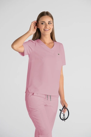 Krótka bluza medyczna damska Florence - Blush pink - KangooSoft Premium