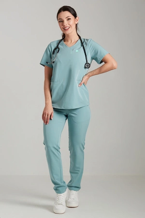 Spodnie medyczne proste damskie - Merit - 	Sky blue