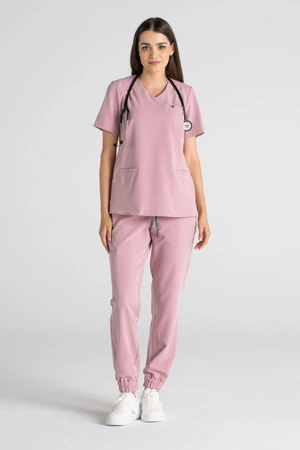 Spodnie medyczne joggery damskie - Merit - Blush pink - KangooSoft Premium