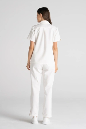 Elegancka koszula medyczna damska Rebecca - Feather white - Kangoomed by Emily