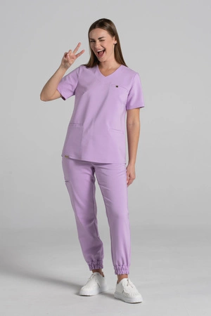 Spodnie medyczne joggery damskie - Merit - Lavender - KangooNature