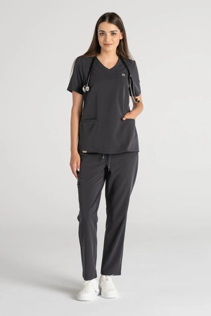 Bluza medyczna damska Merit - Grey melange - KangooSoft Premium