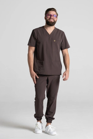 Bluza medyczna męska - Sokrates - Chocolate chip - KangooSoft Premium