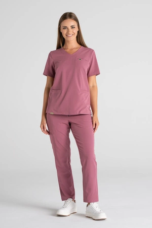 Spodnie medyczne proste damskie - Merit - Dusty pink - KangooSoft Premium