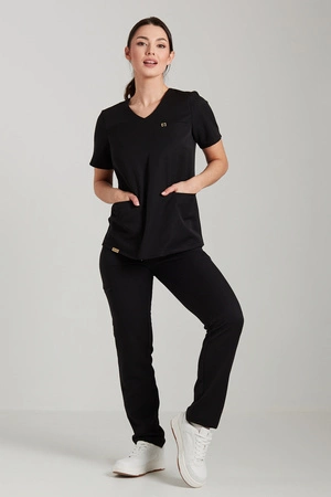 Spodnie medyczne proste damskie - Merit - Onyx black
