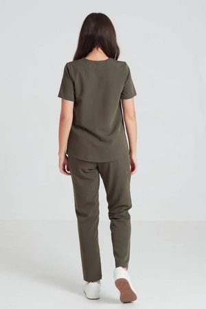 Spodnie medyczne proste damskie - Merit - Dark olive