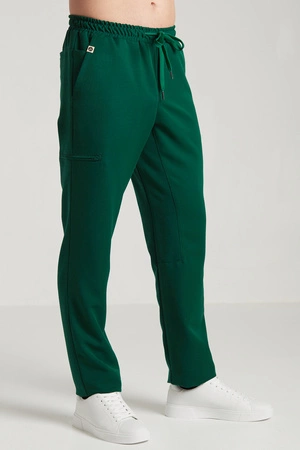 Spodnie medyczne proste męskie - Sokrates - Pine green