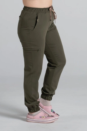 Spodnie medyczne joggery damskie - Merit - Tuscan moss - KangooSoft Premium