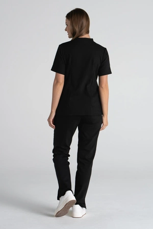 Elegancka bluza medyczna damska ze stójką May - Ink black - Kangoomed by Emily