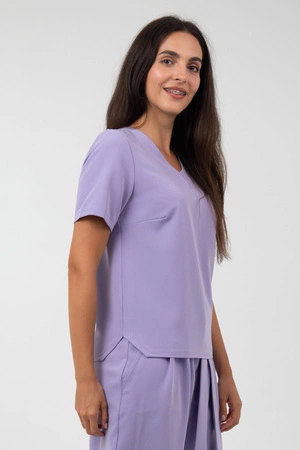 Krótka bluza medyczna damska Florence - Lilac dream - KangooSoft