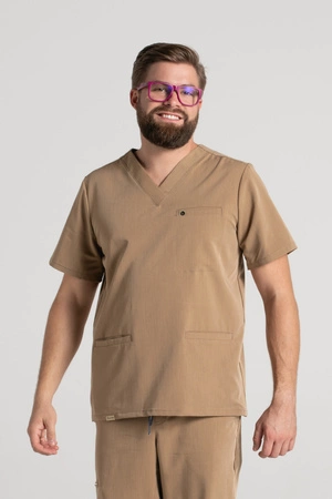 Bluza medyczna męska - Sokrates - Caramel - KangooSoft Premium