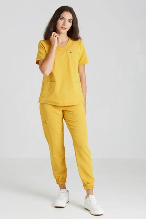 Spodnie medyczne joggery damskie - Merit - Golden hour