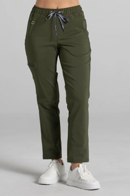 Spodnie medyczne proste damskie - Merit - Military green - KangooNature