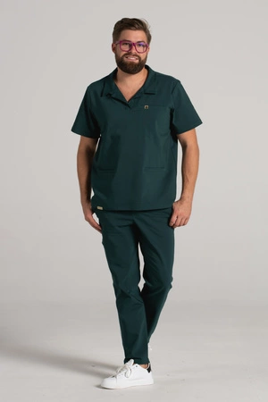 Spodnie medyczne proste męskie - Sokrates - Bush green - KangooNature