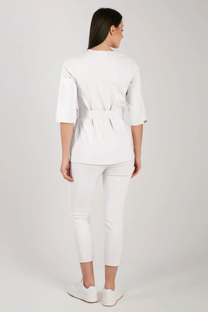 Tunika medyczna damska - rękaw 3/4 - KangooNature - Pearl white