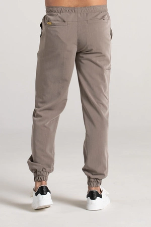 Spodnie medyczne joggery męskie - Sokrates - Brown melange - KangooSoft Premium