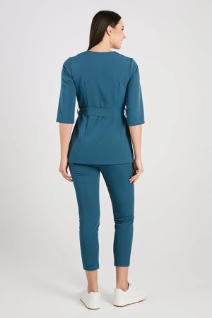 Tunika medyczna damska - rękaw 3/4 - Ocean blue