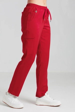 Spodnie medyczne proste damskie - Merit - Poppy red