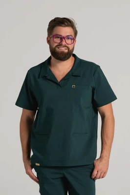 Bluza medyczna męska typu polo - Hipokrates - Bush green - KangooNature