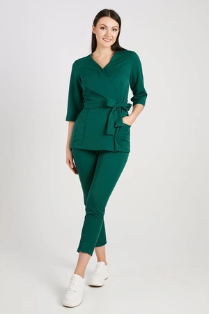 Tunika medyczna damska - rękaw 3/4 - Pine green